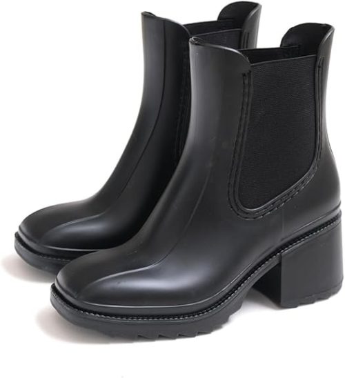 アミアミ(AmiAmi) 太ヒールサイドゴアレインブーツ レディース