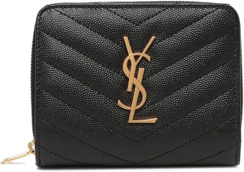 サンローラン(SAINT LAURENT) モノグラム コンパクト ジップアラウンド ウォレット グレイン ド プードル エンボスレザー