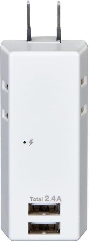 エルパ(ELPA) 2個口+2ポート2.4A 耐雷USBタップ 収納プラグ UA-222SB