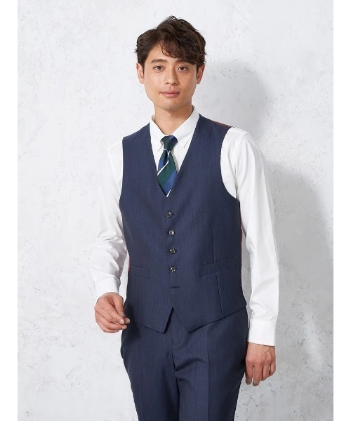 パーフェクトスーツファクトリー(Perfect Suit FActory) EDWINコラボ デニムライク ウールセットアップ ベスト