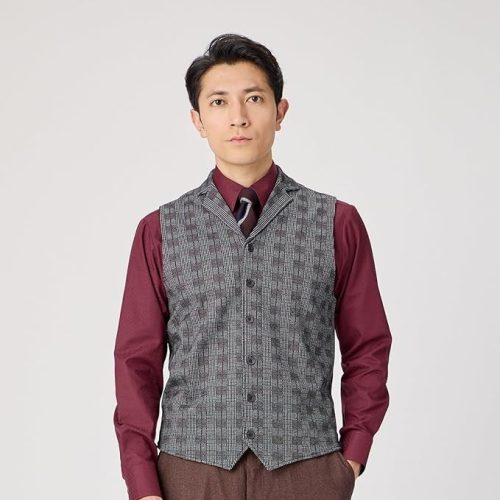 ブリックハウス(BRICK HOUSE) 前身カットラペルニットジレ チェック メンズ