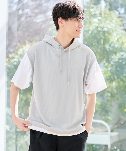 アーノルドパーマー(Arnold Palmer) メッシュジャガードフェイクレイヤード半袖フーディ