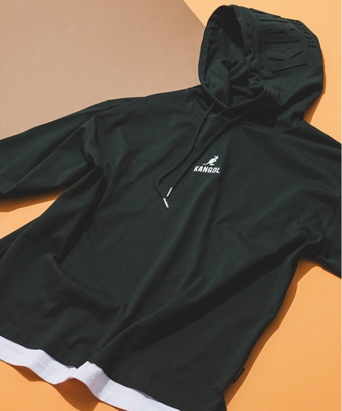 カンゴール(KANGOL) フードエンボスフェイクTパーカー オーバーサイズ
