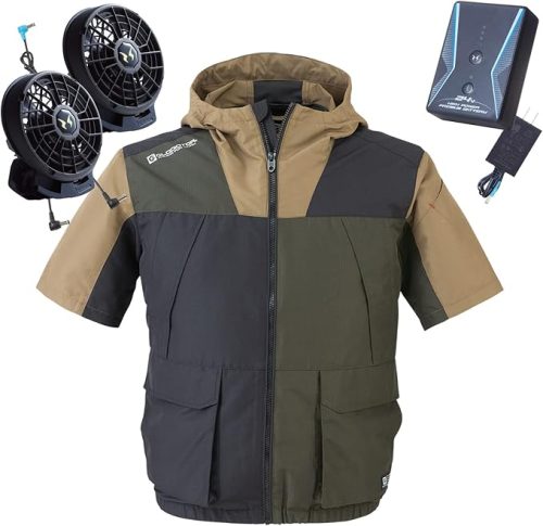 武蔵野ユニフォーム 空調風神服 ボルトクール 半袖ジャケット G-1910