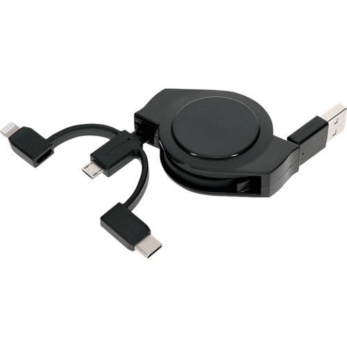 オウルテック(Owltech) 両引き巻取り式 3 in 1 ケーブル 1m OWL-CBR2AMLC10