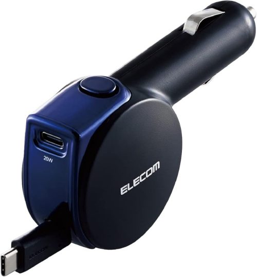 エレコム(ELECOM) リール式USB Type Cポート搭載シガーチャージャー MPA-CCCPD02BK