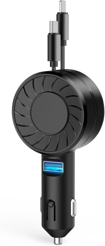 GLILAVOX シガーソケット USB 巻き取り 3in1 充電器