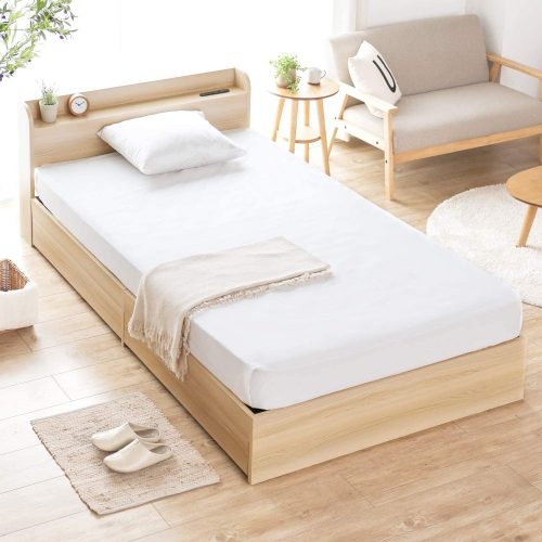 モダンデコ クイーン 大容量収納 USB+コンセント機能付きベッド 収納左右組み換え可能 ysb004-q