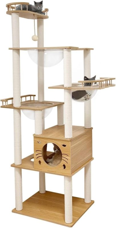 ラク(RAKU) キャットタワー 木製 据え置き