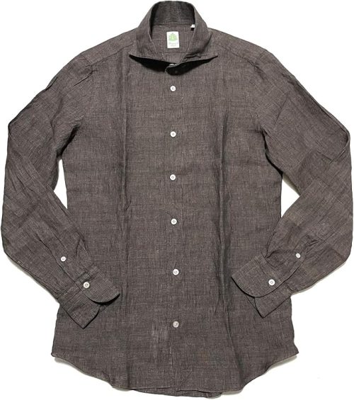 フィナモレ(Finamore) PANTELLERIA BALIワンピースカラー リネンシャツ