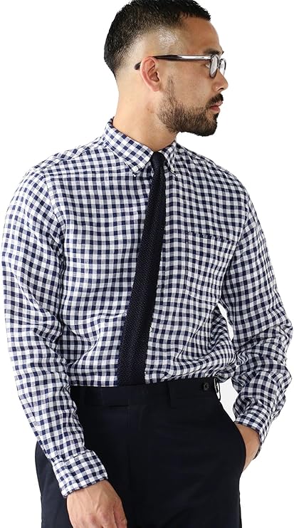 ビームスプラス(BEAMS PLUS) リネン ギンガムチェック ボタンダウン シャツ