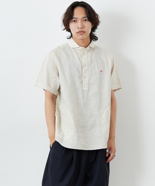 ダントン(DANTON) ラウンドカラー プルオーバーリネンシャツ