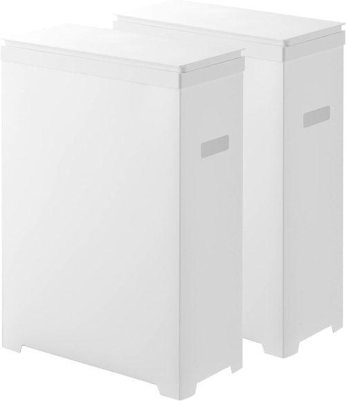 山崎実業 スリム蓋付きゴミ箱 タワー 横開きタイプ 2個組