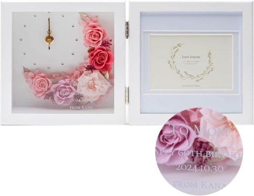 ギフト専門店 THE WOW フラワーフォトフレームクロック クレセントムーン