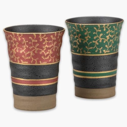 九谷焼いわたや ペアフリーカップ 金唐草