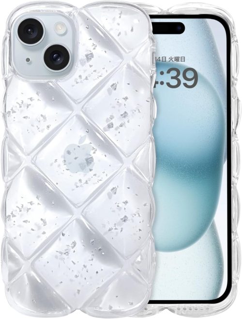 GUAGUA iPhone15 ケース クリア ウェーブ