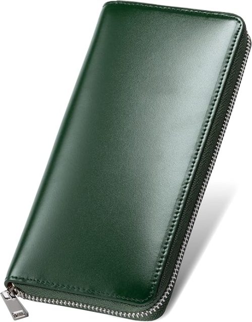 ムラ(MURA) ラウンドファスナー コードバン調/カーボン レザー 長財布