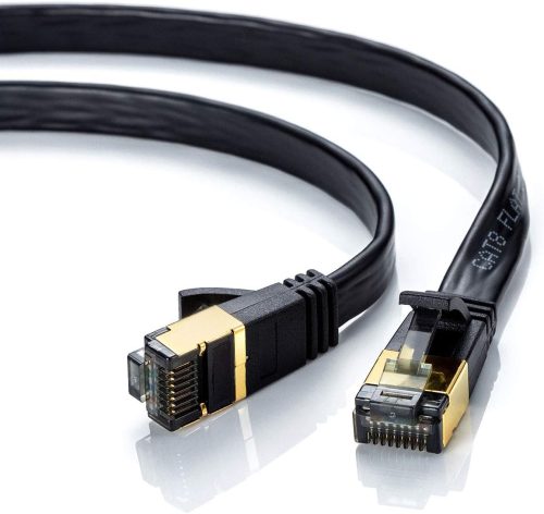 サンワサプライ(SANWA SUPPLY) CAT8 フラットLANケーブル ツメ折れ防止 KB-T8FL-01BK