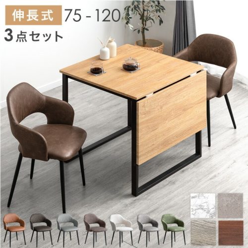 タンスのゲン バタフライ ダイニングテーブル3点セット 2人掛け 伸長式 72610032