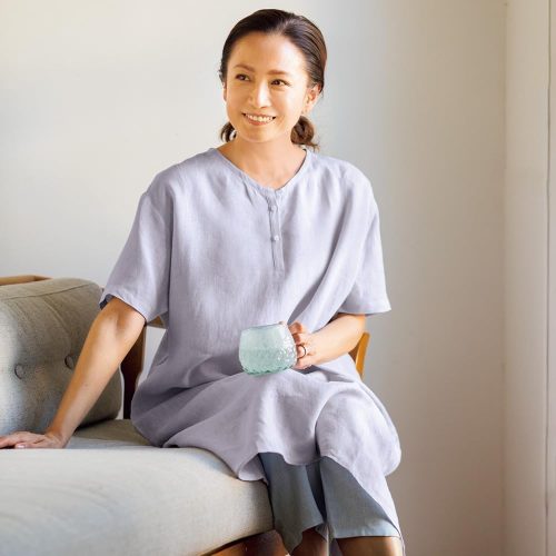 リネン＆ベーシック(LINEN＆BASIC) リネン100％のルームウェア パジャマ ワンピース