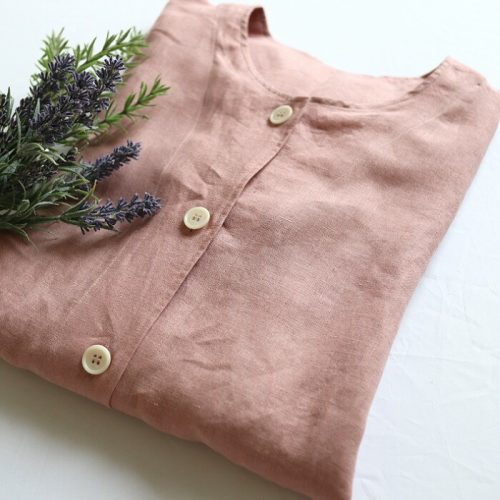 岩本繊維 やわらかるいリネンレディースパジャマ 上下セット