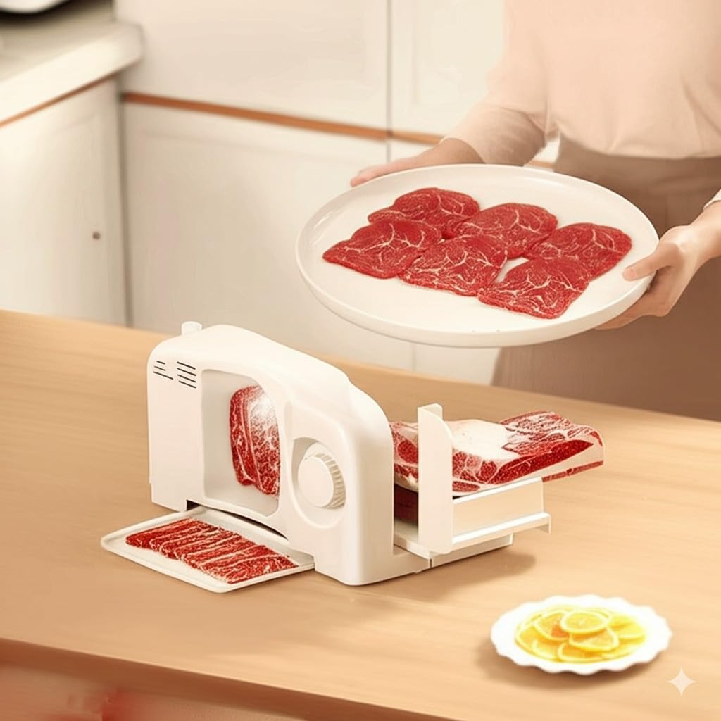 ミナト 家庭用ミートスライサー HMS-220 2種ブレード付きセット (回転