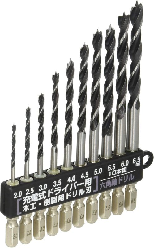 イチネンアクセス 木工ドリル 木工・樹脂用 ドリルセット 26808 六角軸 2.0~6.5mm