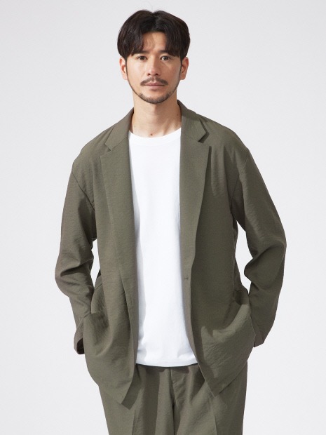 アバハウス(ABAHOUSE) クレープ ストレッチ ワンボタン サマージャケット