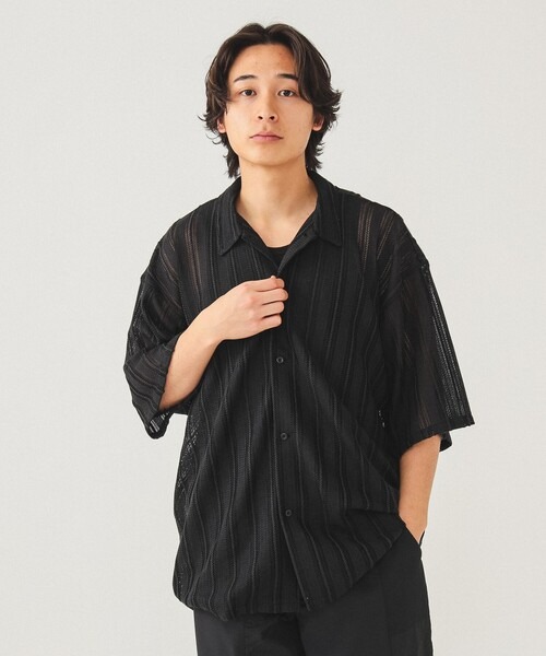 ビームス(BEAMS) メッシュ オープンカラーシャツ