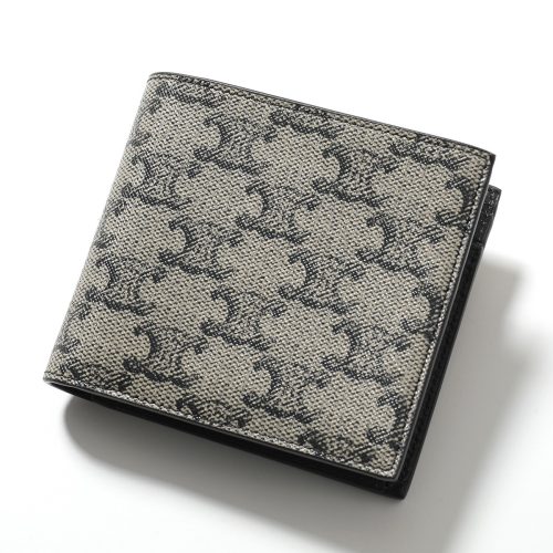 セリーヌ(CELINE) バイフォールドウォレット コインコンパートメント付き トリオンフキャンバス & カーフスキン