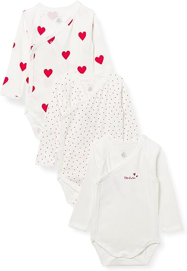 プチバトー(PETIT BATEAU) プリント長袖あわせボディ3枚組