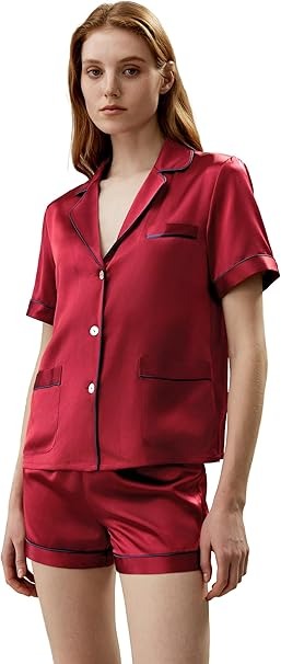 リリーシルク(LilySilk) シルクパジャマ 上下セット 半袖シャツ ショート丈パンツ