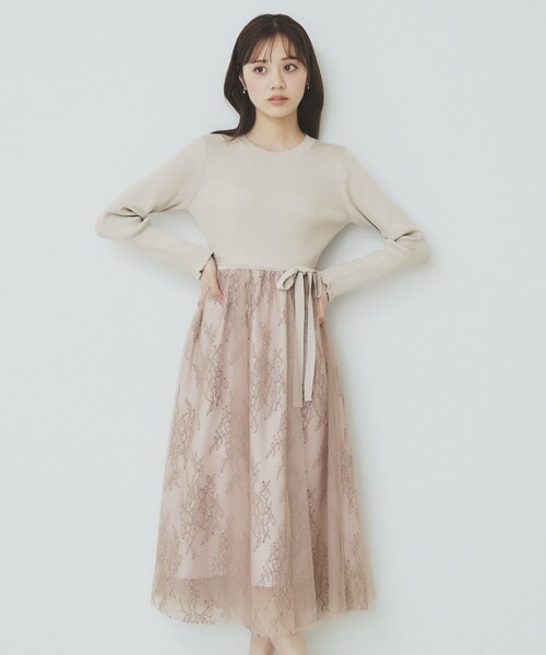 インデックス(index) チュールレーススカートドッキングワンピー