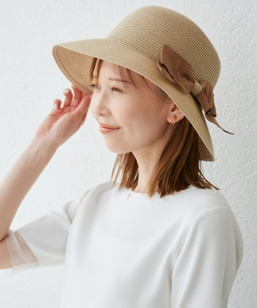 ロペピクニック(ROPE' PICNIC) UVカット・ウォッシャブル 折り畳みリボンハット
