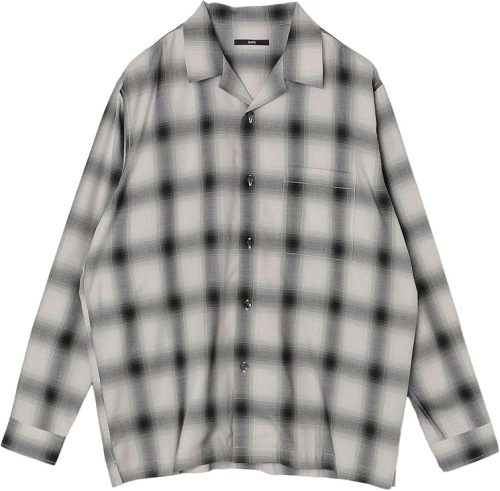 シップス(SHIPS) オンブレ チェック オープンカラー シャツ