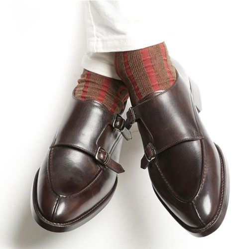 大塚製靴 スペードソールダブルモンクＵチップ バーガンディ