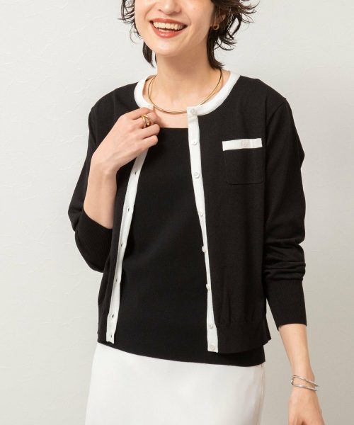 ノーリーズソフィー(NOLLEY'S sophi) 綿ポリポケ付きCクルーネックカーディガン