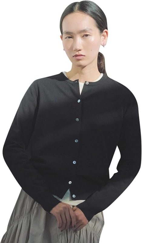 オペークドットクリップ(OPAQUE.CLIP) クルーネックニットカーディガン オーガニックコットン混