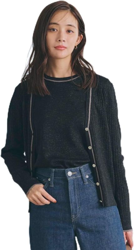 グローブ(grove) ウール混ラメアンサンブル対応カーディガン