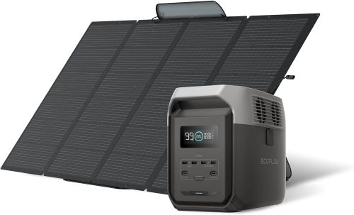 EcoFlow DELTA 3 1500 ポータブル電源+ 400Wソーラーパネル片面 セット ぽーたふる電源 リン酸鉄リチウムイオン 90分で満充電 長寿命 大容量 家庭用 蓄電池 発電機 バッテリー 車中泊 停電 防災グッズ エコフロー ダークグレー色