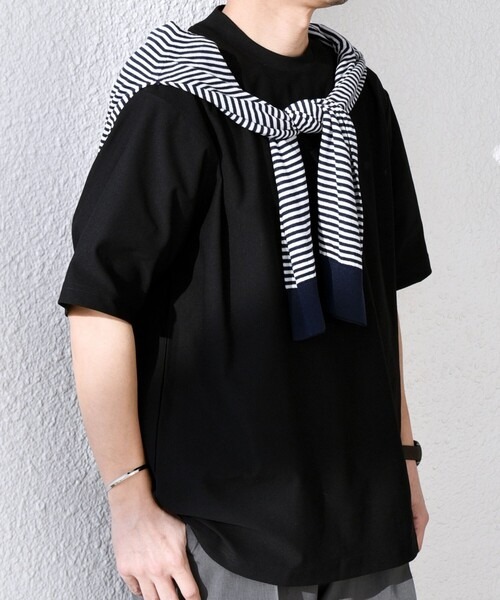 シップス エニィ(SHIPS any) SOLOTEX バックピケ スロープネック ジャケット Tシャツ