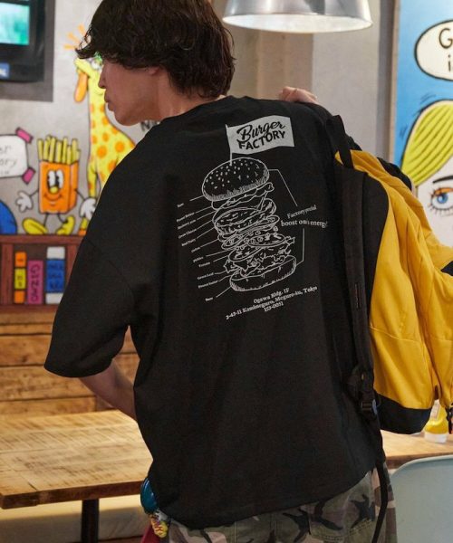 フリークスストア(FREAK'S STORE) Burger Factory×FREAK'S STORE バーガーファクトリー 別注 ビッグシルエット バックプリント クルーネックTシャツ