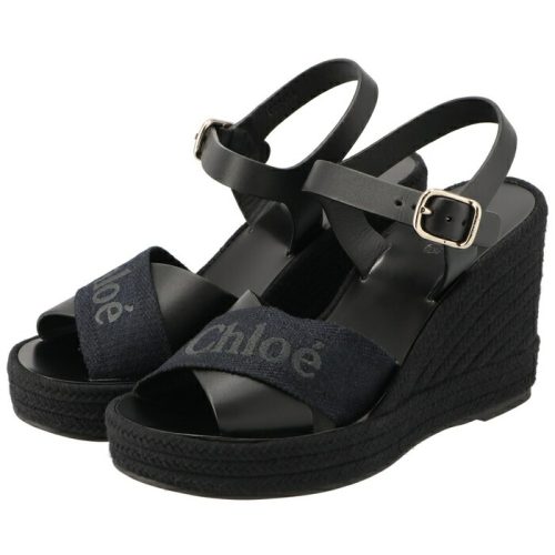 クロエ(Chloe) ウェッジサンダル 厚底 10cmヒール ロゴ ウェッジソール