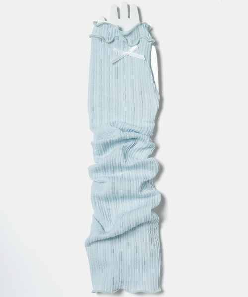 チュチュアンナ(tutuanna) UVカット接触冷感タック編み2段メローリボン付きアームカバー50cm