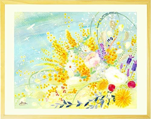 KAWAII ART 絵画 春告ぐミモザの花束