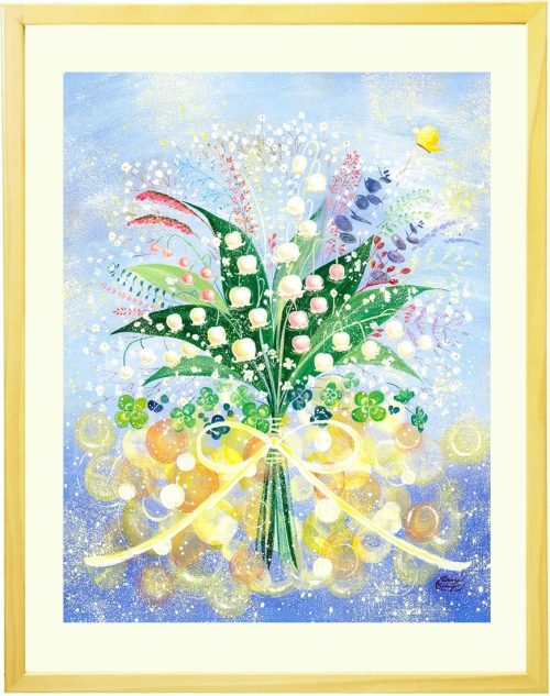 KAWAII ART 絵画 巡る幸せを花束に