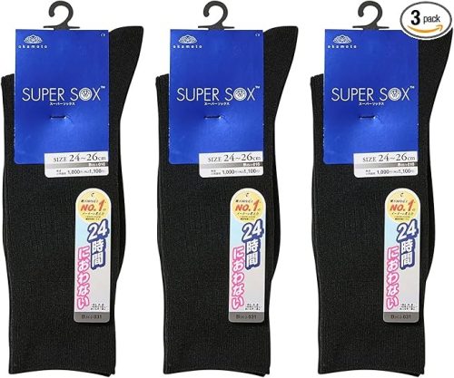 岡本(okamoto) SUPER SOX メンズ クルー丈 リブ柄