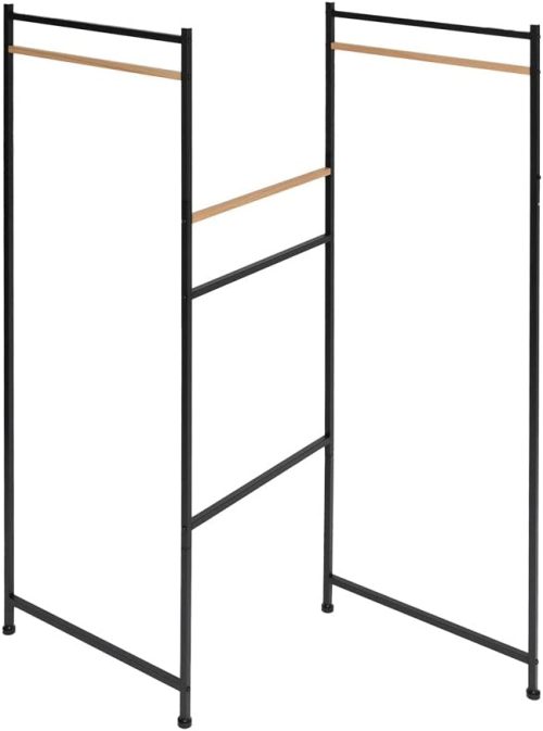 コーナンオリジナル LIFELEX 木目調屏風型室内物干ブラック WH21-3180