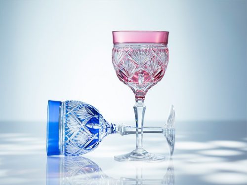 カガミクリスタル(Kagami) 江戸切子 ペアワイングラス 笹っ葉紋 #2620