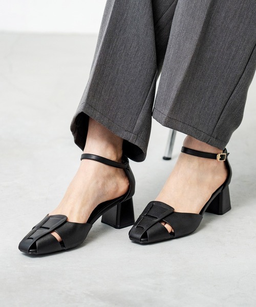 メヌエ(menue) menue luxe 5cmヒール アンクルストラップ グルカサンダル